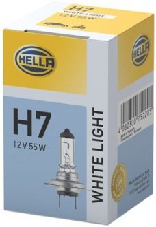 Лампа розжарювання, H7 12V 55W PX26d WL 4200K White Light HELLA 8GH223498131