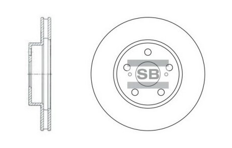 Диск тормозной (кратно 2) передний (вентилируемый)Toyota Prius (-09) (D=255.0mm) Hi-Q (SANGSIN) SD4013 (фото 1)