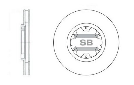 Диск гальмівний (кратно 2) передній (вентильований) Nissan Navara D22 (03-) (D=282.7mm) HI-Q Hi-Q (SANGSIN) SD4214 (фото 1)