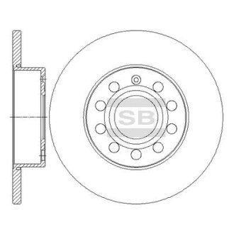 Диск тормозной (кратно 2) задний Audi A3 (06-) (D=259.8mm) Hi-Q (SANGSIN) SD5407