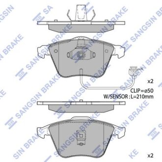 Колодки тормозные передние Audi A6 (4B2,C5) (-05) Hi-Q (SANGSIN) SP1705