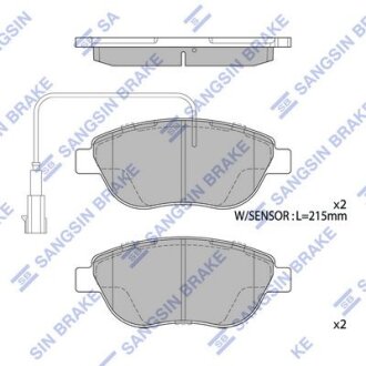 Колодки тормозные передние Fiat Liana (07-), Punto (05-), Fiat 500 (08-) Hi-Q (SANGSIN) SP1746