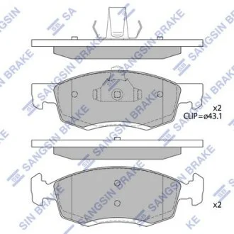 Колодки гальмівні передні Renault Logan (04-) HI-Q Hi-Q (SANGSIN) SP4099