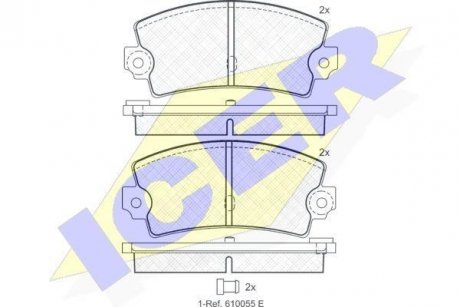 Гальмівні колодки, дискове гальмо (набір) ICER 180098