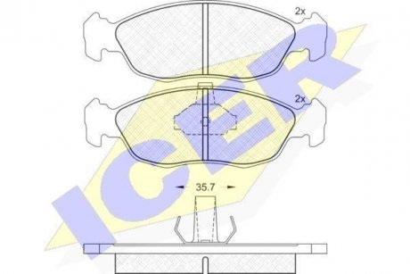 Комплект тормозных колодок, дисковый тормоз ICER 181121