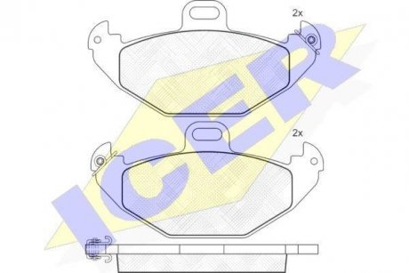 Гальмівні колодки, дискове гальмо (набір) ICER 181314 (фото 1)