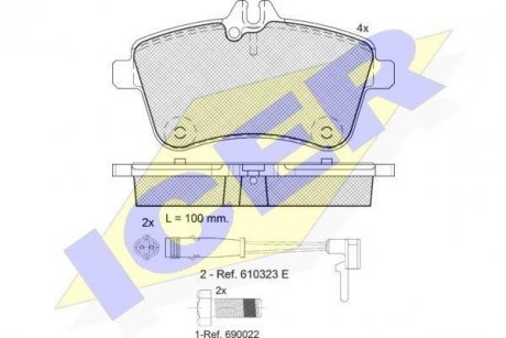 Комплект тормозных колодок, дисковый тормоз ICER 181677-700 (фото 1)