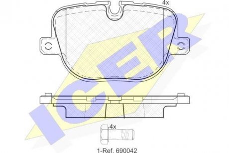 Комплект гальмівних колодок, дискове гальмо ICER 181952 (фото 1)