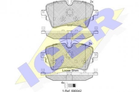 Комплект гальмівних колодок (дискових) ICER 182211