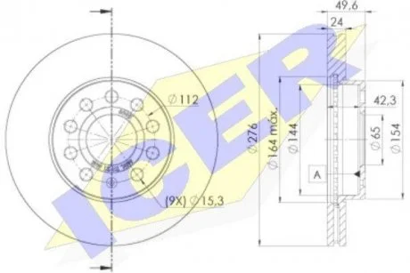 Диск гальмівний (передній) VW Golf VII 12- (276x23.5) ICER 78BD60952