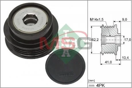 Шкив генератора toyota 1,3/1,5535034210 INA 535033810