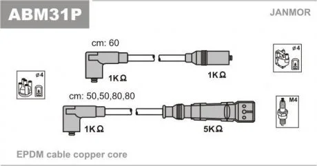 Провід В/В VW Golf 1.4 91- Janmor ABM31P