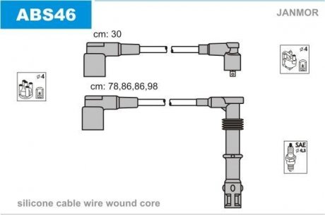 Комплект проводов зажигания Janmor ABS46