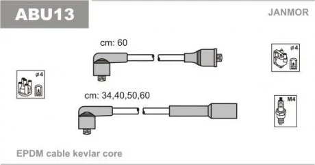 Проводь в/в (каучук Kevlar) VW Golf 3 1.8-2.0 91- Janmor ABU13