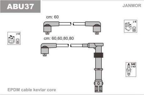 Провода В/В (каучук Kevlar) VW Passat 1.8/2.0 16V -96 Janmor ABU37 (фото 1)