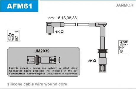 Проволока зажигания, набор Janmor AFM61 (фото 1)