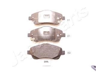 Гальмівні колодки, дискове гальмо (набір) JAPANPARTS PA-206AF