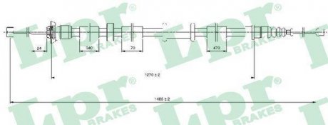 Трос ручного тормоза LPR C0520B (фото 1)