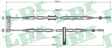 Трос ручного тормоза LPR C0786B