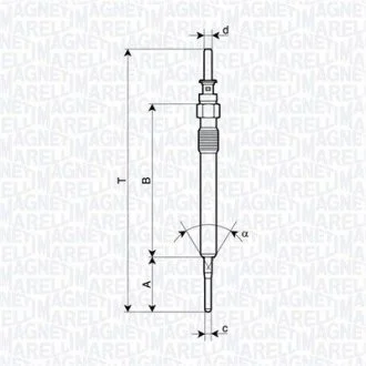 Свічка накалу BMW 3 (E46), 3 (E90), 3 (E91), 3 (F30, F80), 3 (F31), 3 GRAN TURISMO (F34), 4 (F32, F82), 4 (F33, F83), 4 GRAN COUPE (F36), 5 (F10), 5 (F11) 2.0D/3.0D 04.98-12.20 MAGNETI MARELLI 062900130304