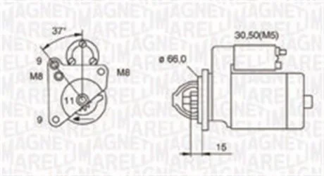 Стартер (12В, 1,3кВт, новий) CITROEN BERLINGO, BERLINGO MULTISPACE, C1, C2, C2 ENTERPRISE, C3 I, C3 II, C3 PICASSO, C3 PLURIEL, C4, C4 AIRCROSS, C4 CACTUS, C4 GRAND PICASSO II 1.4D/1.6D/2.0D 09.01- MAGNETI MARELLI 063721260010