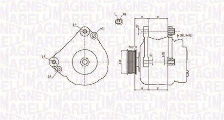 ALTERNATOR 12V VW TRANSPORTER/LT/MULTIVAN 2.4/2.5 TDI SZT MAGNETI MARELLI 063731402010 (фото 1)