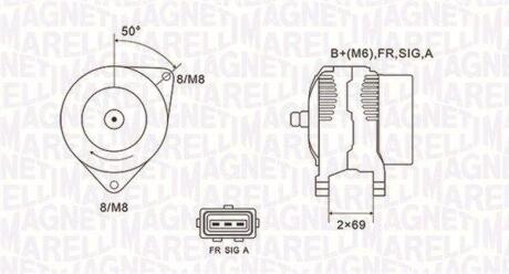 Генератор (14В, 125А, новий) FORD FOCUS I, TOURNEO CONNECT, TRANSIT CONNECT 1.8/1.8D/1.8LPG 10.98-12.13 MAGNETI MARELLI 063731857010