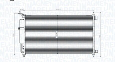 Конденсатор кондиціонера (з осушувачем) NISSAN JUKE, MICRA C+C III, MICRA III, NOTE, PULSAR, TIIDA 1.0-1.8 01.03- MAGNETI MARELLI 350203829000
