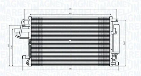 Конденсатор кондиціонера (з осушувачем) HYUNDAI TUCSON KIA SPORTAGE II 2.0-2.7 06.04-01.12 MAGNETI MARELLI 350203843000