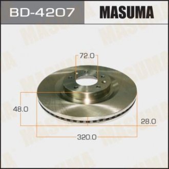 Диск гальмівний передній Mazda CX-7, CX-9 (07-12) (Кратно 2 шт) MASUMA BD4207 (фото 1)