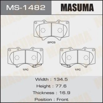 Колодка гальмівна передня Mitsubishi Pajero (06-)/ Toyota Hilux (11-), Land Cruiser Prado (02-09) MASUMA MS1482 (фото 1)