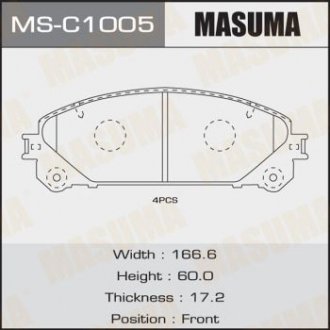 Колодка гальмівна передня Lexus NX 300 (17-), RX 350 (08-)/ Toyota Highlander (13-) MASUMA MSC1005 (фото 1)