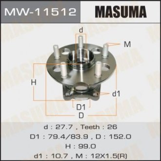 Ступица колеса задн RAV4/ ACA21L (MW-11512) MASUMA MW11512 (фото 1)