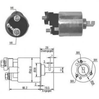 Соленоїд стартера (12В) HONDA ACCORD VI, CIVIC V, CIVIC VI, CIVIC VII, CONCERTO, CR-V II, CRX I, JAZZ I, JAZZ II 1.2-3.0 10.83-07.08 MEAT&DORIA 46052