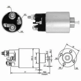 Соленоїд стартера DACIA LOGAN, LOGAN MCV, NISSAN ALMERA II, KUBISTAR, MICRA III, RENAULT CLIO II, CLIO III, KANGOO, KANGOO EXPRESS, LOGAN I, MEGANE II, MODUS, SCENIC II 1.4/1.5D/1.9D 09.98- MEAT&DORIA 46058
