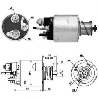 Соленоїд стартера (12В) DACIA LOGAN, LOGAN EXPRESS, LOGAN MCV RENAULT CLIO II, CLIO III, GRAND SCENIC II, KANGOO, KANGOO EXPRESS, KANGOO II, LAGUNA III, LOGAN I, MEGANE, MEGANE II 1.5D 12.02- MEAT&DORIA 46169