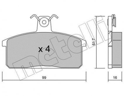 Комплект тормозных колодок, дисковый тормоз Metelli 2200260 (фото 1)