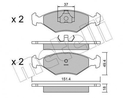 Комплект тормозных колодок, дисковый тормоз Metelli 22-0057-2 (фото 1)