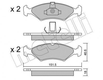 Гальмівні колодки, дискове гальмо (набір) Metelli 22-0093-0