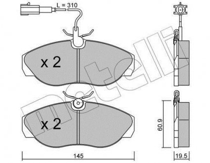 Комплект тормозных колодок, дисковый тормоз Metelli 22-0154-1 (фото 1)