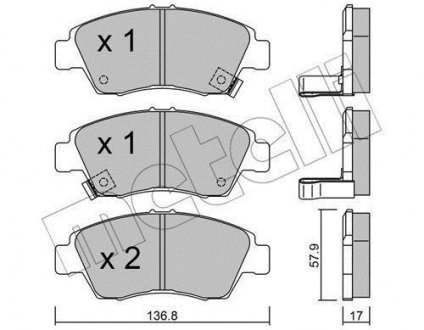 Комплект тормозных колодок, дисковый тормоз Metelli 2201750 (фото 1)
