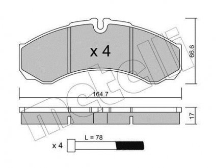 Комплект тормозных колодок, дисковый тормоз Metelli 2202123 (фото 1)