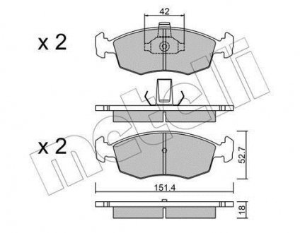 Комплект тормозных колодок, дисковый тормоз Metelli 22-0274-3 (фото 1)