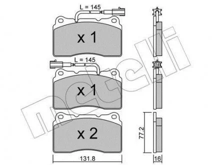 Гальмівні колодки, дискове гальмо (набір) Metelli 22-0288-0