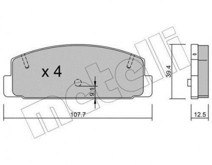 Комплект тормозных колодок, дисковый тормоз Metelli 22-0302-2