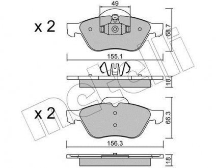 Комплект тормозных колодок, дисковый тормоз Metelli 22-0335-1 (фото 1)