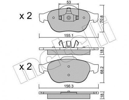 Тормозные колодки, дисковый тормоз (набор) Metelli 2203360 (фото 1)