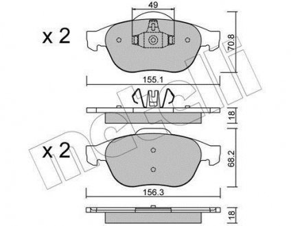 Комплект тормозных колодок, дисковый тормоз Metelli 22-0336-2 (фото 1)