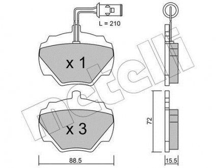 Комплект тормозных колодок, дисковый тормоз Metelli 22-0353-1 (фото 1)
