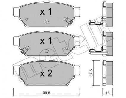 Комплект тормозных колодок, дисковый тормоз Metelli 22-0396-0 (фото 1)